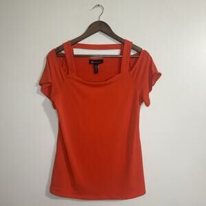 INC International Concepts Short Sleeve Orange Women Blouse Size M